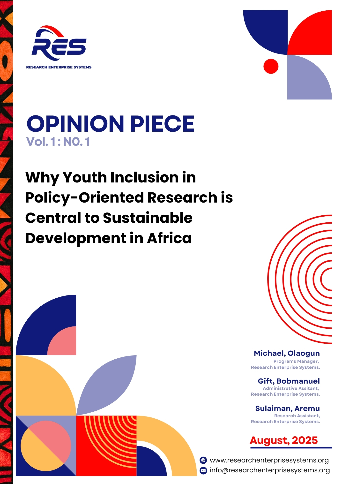 Why Youth Inclusion in Policy-Oriented Research is Central to Sustainable Development in Africa